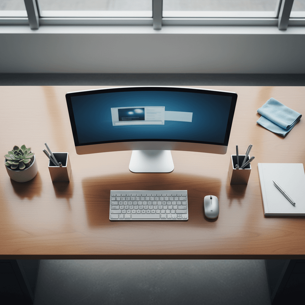 Immaculate office workspace after commercial cleaning