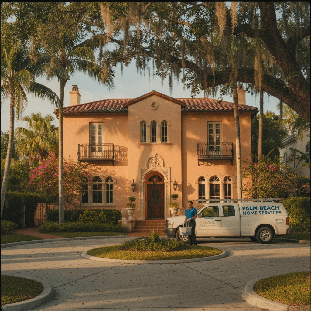 Service vehicle at historic West Palm Beach home