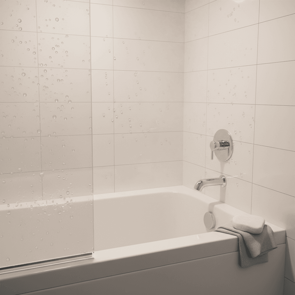 Sparkling bathroom tiles and fixtures