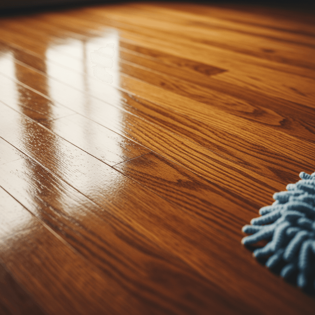 Gleaming hardwood floor after professional cleaning